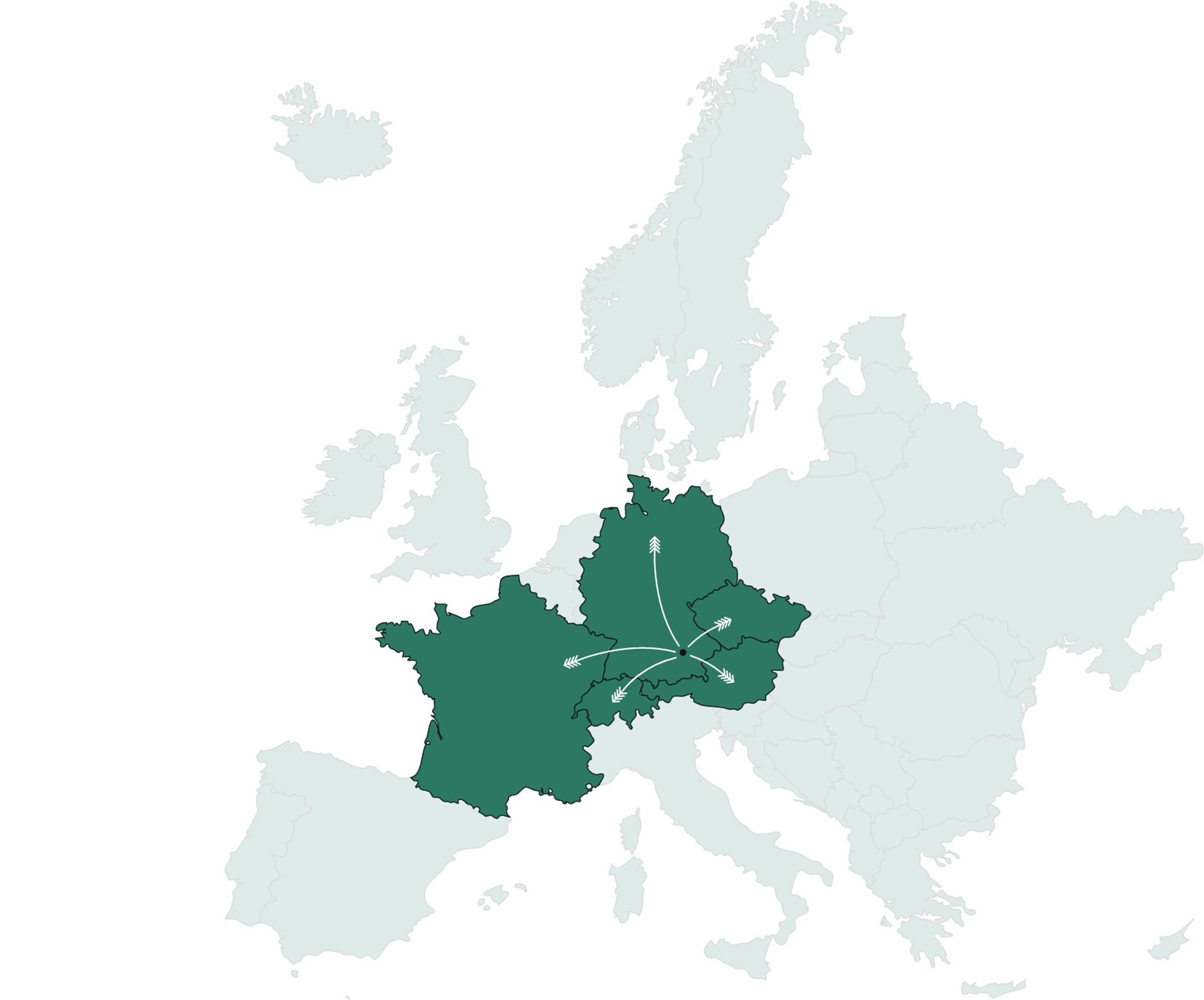 Karte von Deutschland und Nachbarländern